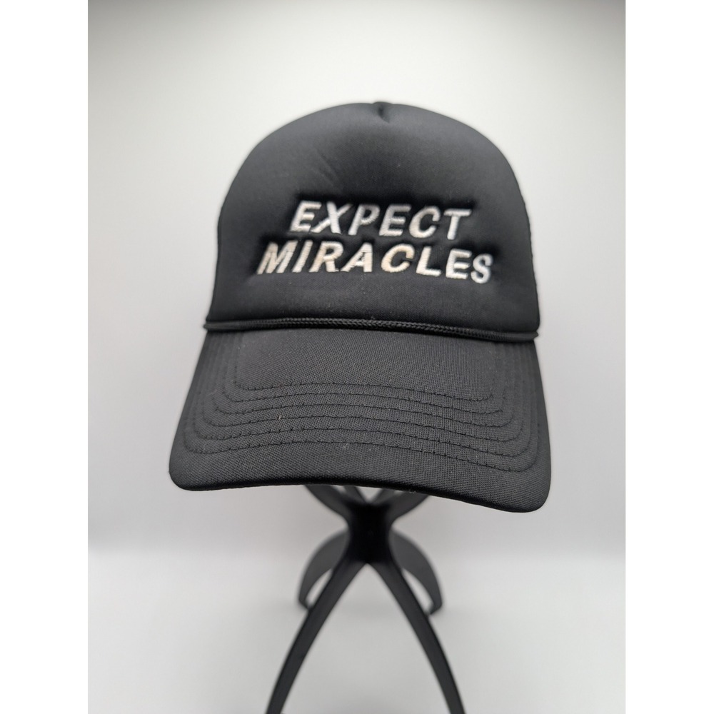 Expect Miracles Trucker Hat Black Mesh Snapback Cap Adjustable Foam Front Hat